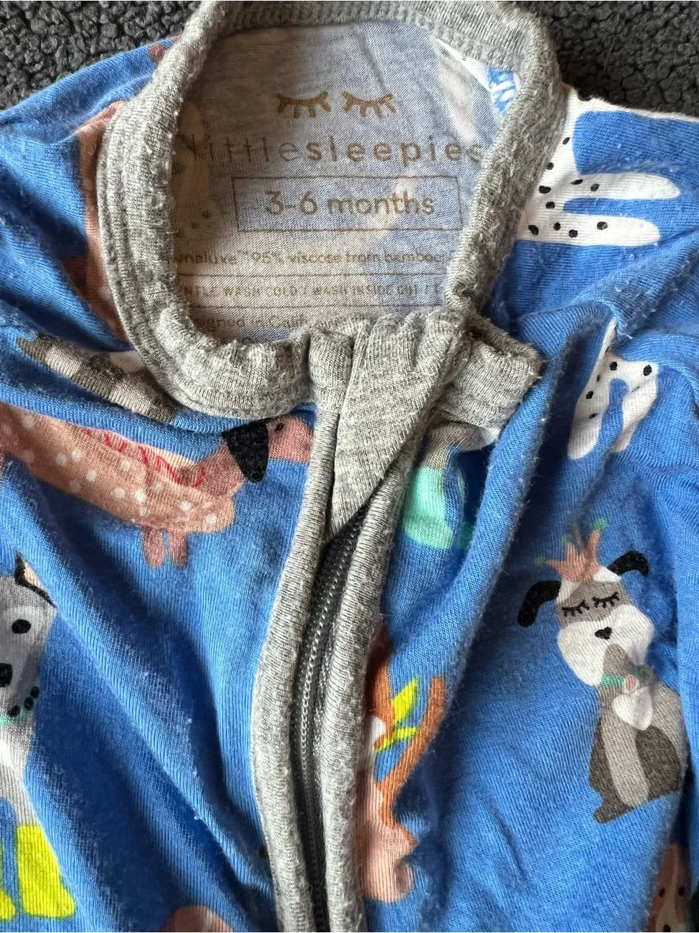 Little Sleepies One-Piece Zipper Pajama with Dog Print